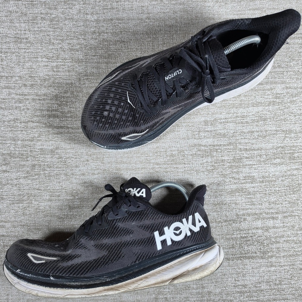 Hoka Clifton 9 Wide Mens 12 Black White 1132210 BWNT Running Shoes Sneaker